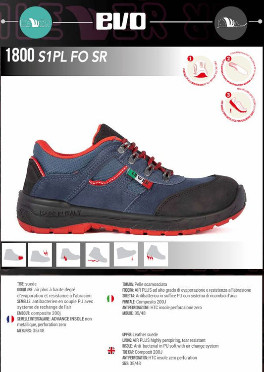 SCARPA ANTINFORTUNIO TRAKKING BASSO CILENTO 1800S1PL FO SR BLU