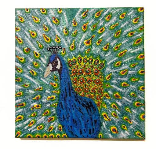 "PAVONE CON PIUME 3D" PEZZO UNICO