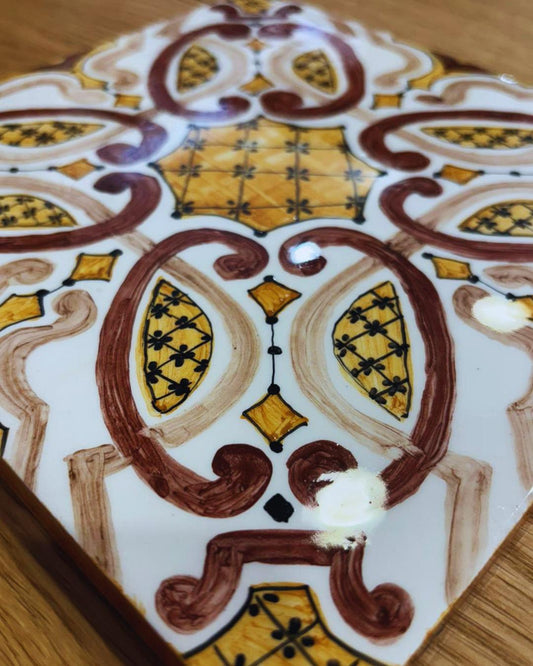 MATTONELLA/SOTTOPENTOLA IN CERAMICA DIPINTO A MANO